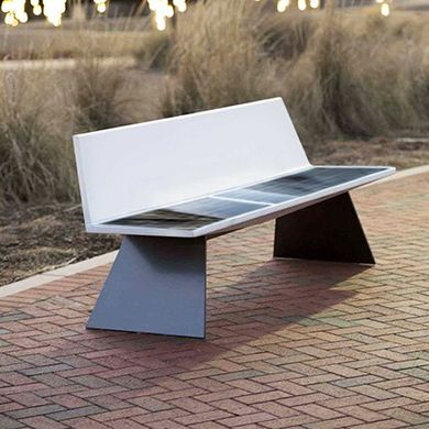 Park bench with a solar battery, wireless charging for Qi phones, USB, Wi-Fi and LED backlight SMART EKO CITY Model SC31