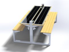 Парковый столик из лавочкой с солнечной батареей, беспроводной зарядкой для телефонов Qi, USB, Wi-Fi и LED подсветкой SMART EKO CITY Model SC67