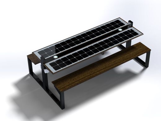 Парковый столик из лавочкой с солнечной батареей, беспроводной зарядкой для телефонов Qi, USB, Wi-Fi и LED подсветкой SMART EKO CITY Model SC67
