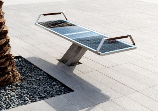 Park bench with a solar battery, wireless charging for Qi phones, USB, Wi-Fi and LED backlight SMART EKO CITY Model SC58