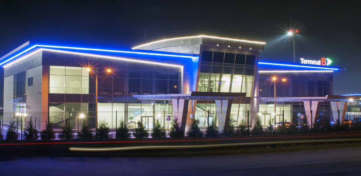 архитектурное освещение фасадов аеропортов