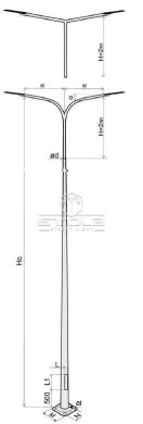 Galvanized round lighting pole STC 9М 62/188/4