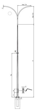 Galvanized multifaceted lighting pole Valmont VALSK P 191 7m