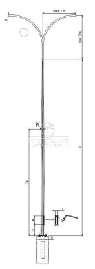 Galvanized multifaceted lighting pole Valmont VALSK P 191 9m