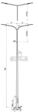 Galvanized round lighting pole STC 12М 60/228/3