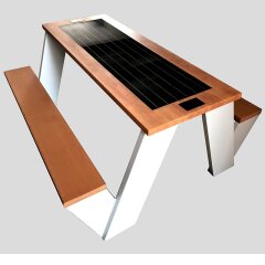 Парковий столик з сонячною батареєю та лавочкою для підзарядки гаджетів SMART EKO CITY Model SC12